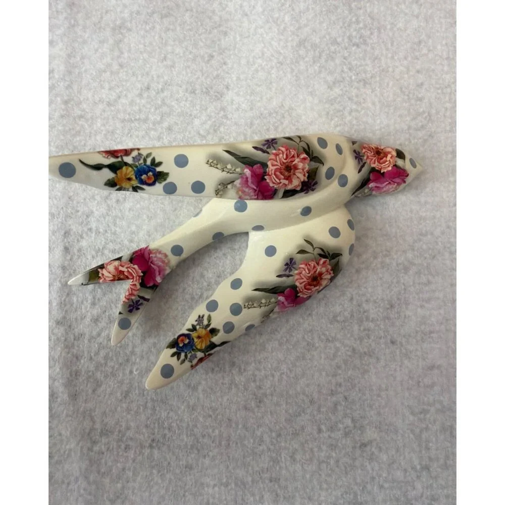 MacKenzie-Childs Ceramic Wildflower Swallowtail Wall Decor Set of 3 Polka Dot 6" - Picture 7 of 11